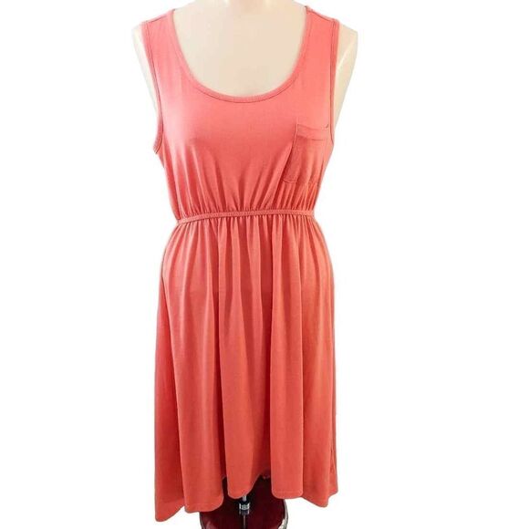 Mix and Co Coral Sleeveless High Low Pocket Dress - Picture 1 of 7